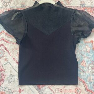 Zara Black Sheer Sleeve Blouse